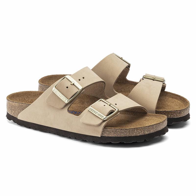 Arizona Birkenstock Soft Footbed Nubuck Kozene Damske Béžové | SK 13MQZ